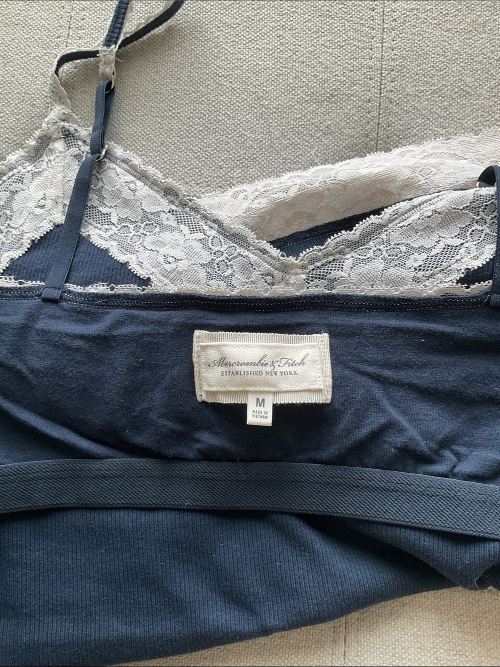 Abercrombie & Fitch Navy Lace Trim Camisole Medium - Picture 3 of 3